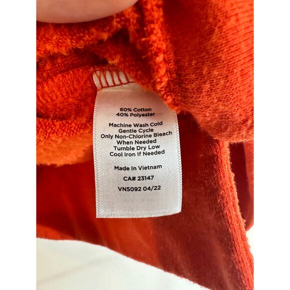 Talbots Roll Neck Pullover Fleece Cotton Blend Orange Cozy Warm Sweater Medium - Picture 4 of 6